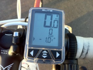 Cold Cycle to Hengrove -1 deg C! Cycle computer showing -1.0 deg C